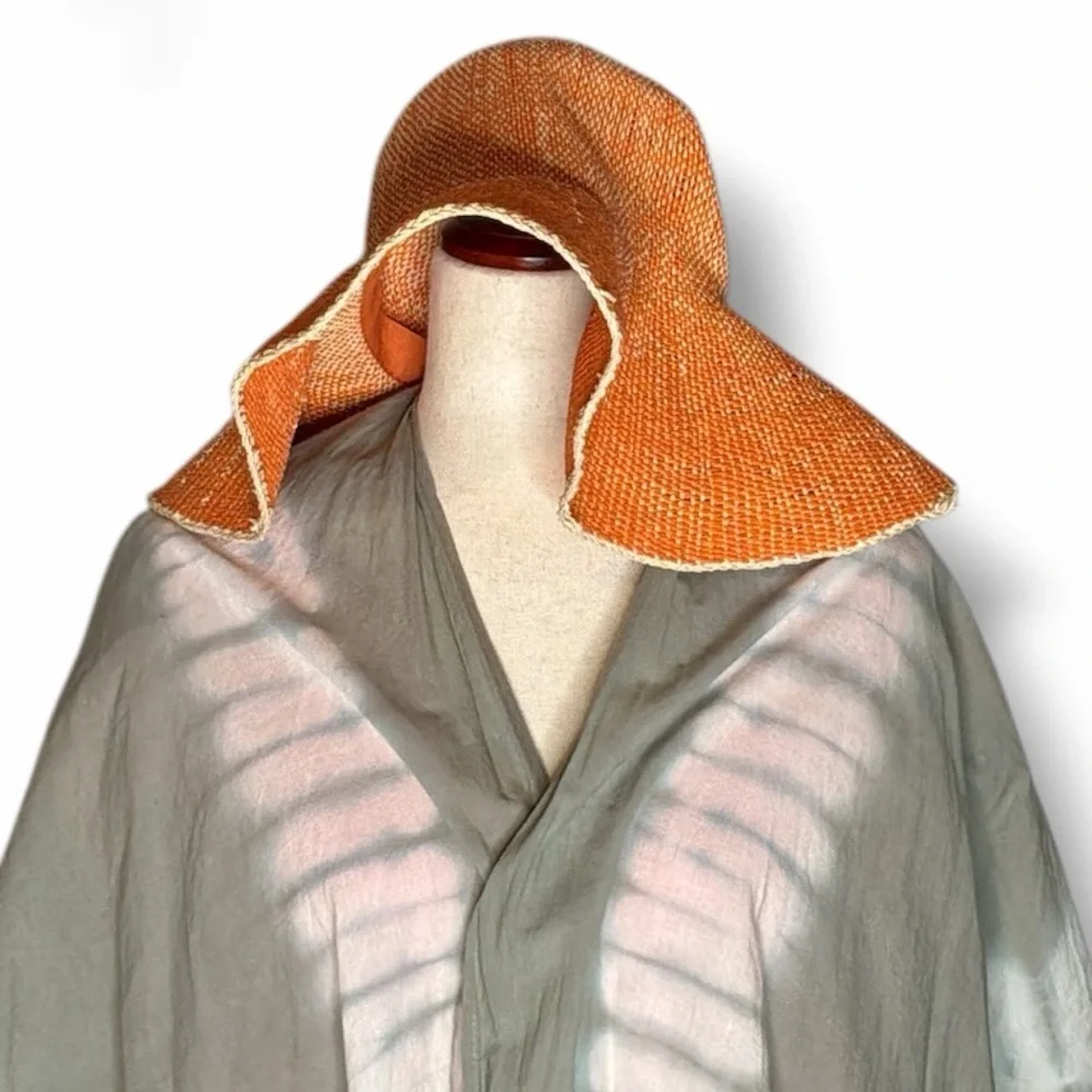 United Colors of Benetton Orange Ombre Woven Paper Yarn Sun Hat Size Small